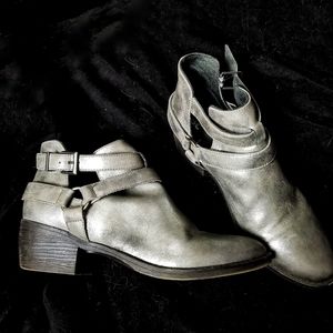 Metallic Silver Harness Booties